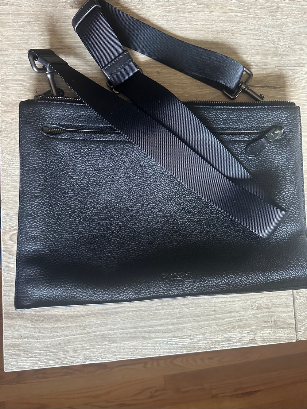 Coach Black Pebbled Leather Messenger Crossbody